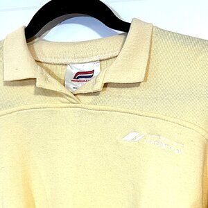 Vintage 80s Hondaline Yellow Collared Sweatshirt Made in Canada Moto JDM